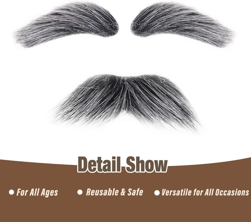 Honcloud Store Old Man Mustache and Eyebrow Perfect for Custome Accessories Grandpa Stage Performances Halloween Props - Image 4